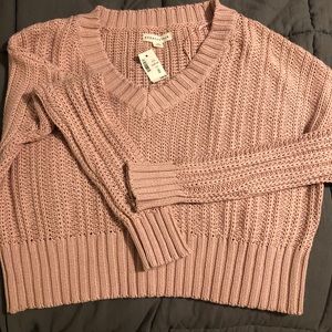 Aeropostale juniors XS pink crop sweater. New with tags